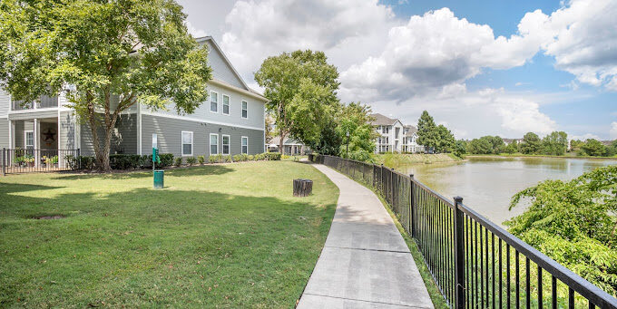 An apartment complex on the lake