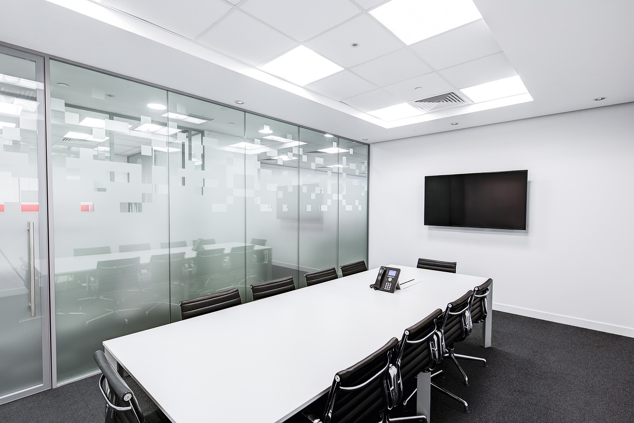 A meeting room in an office building