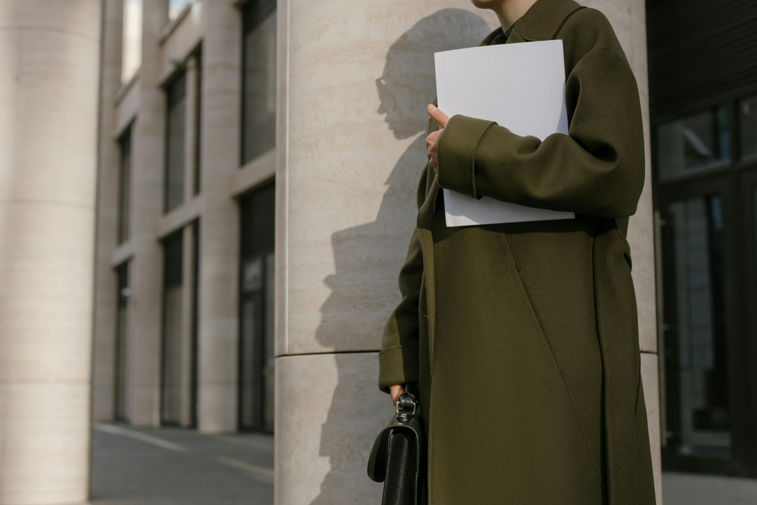 woman without access to the office building