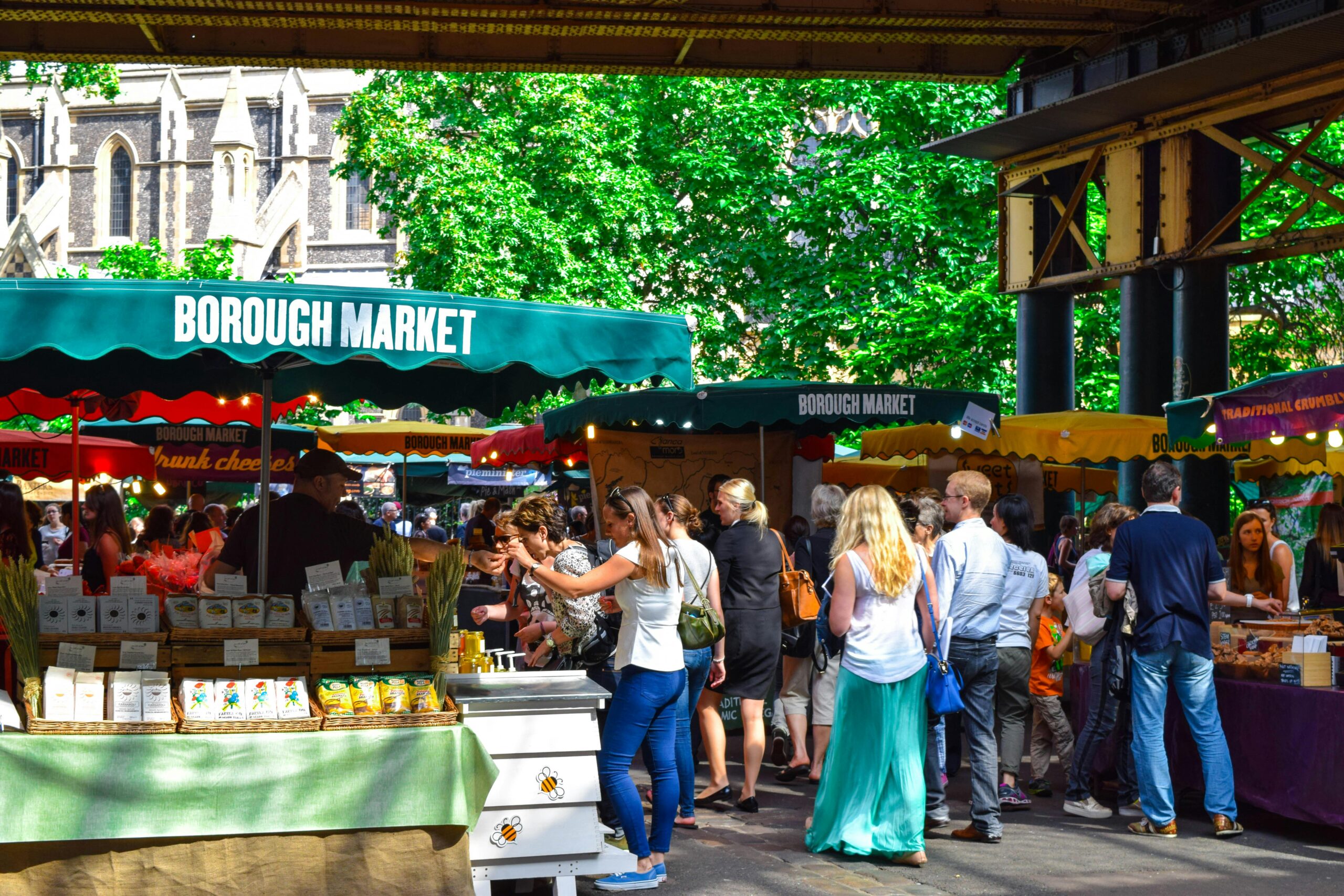 People shopping at an outdoor market